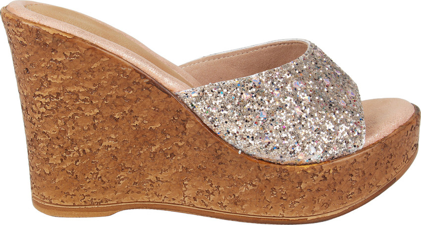 Sparkly hot sale gold wedges