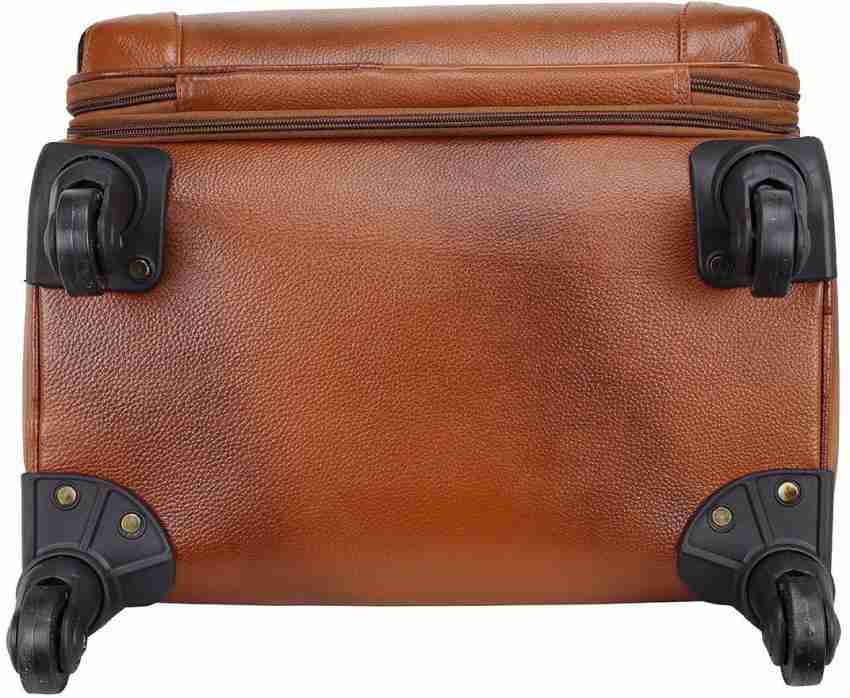 RICHSIGN LEATHER ACCESSORRIES Leather Accessories 42 litres Laptop Trolley  Bags for Men Luggage with 4 Wheels (C-Brown) Expandable Cabin & Check-in  Set - 18 inch C-Brown - Price in India