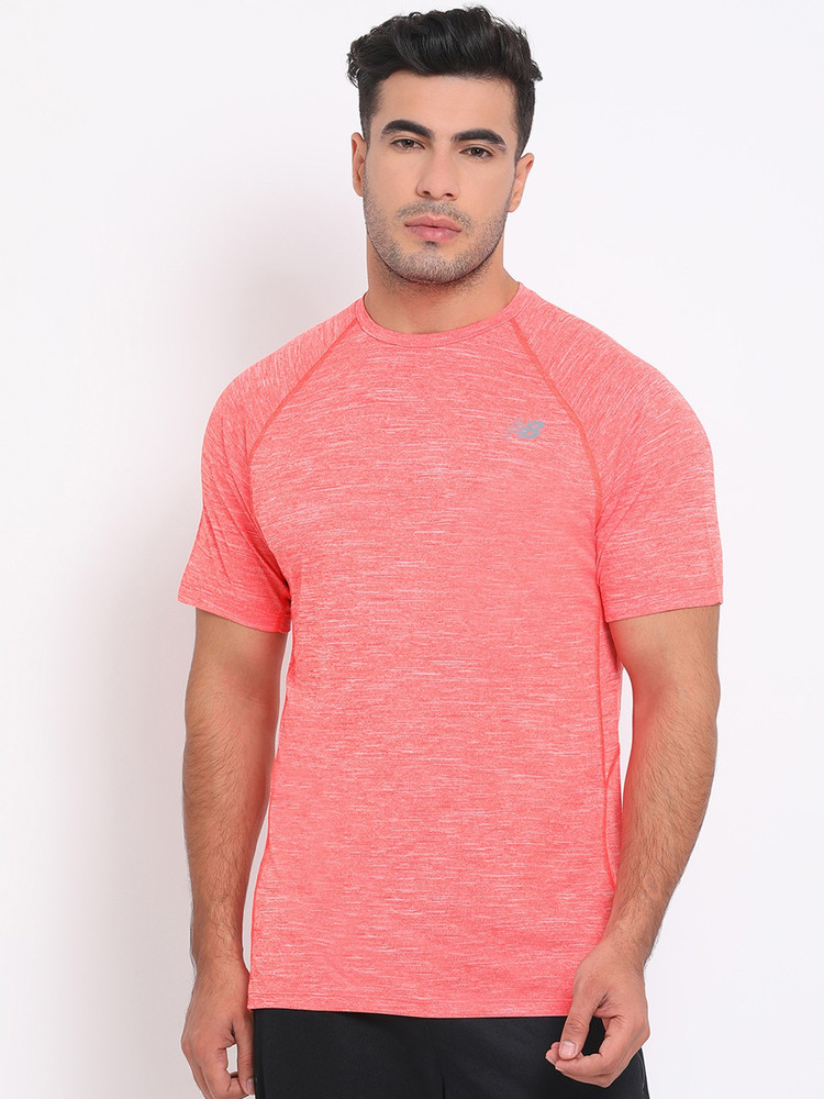 New Balance Self Design Men Round Neck Red T Shirt Buy New