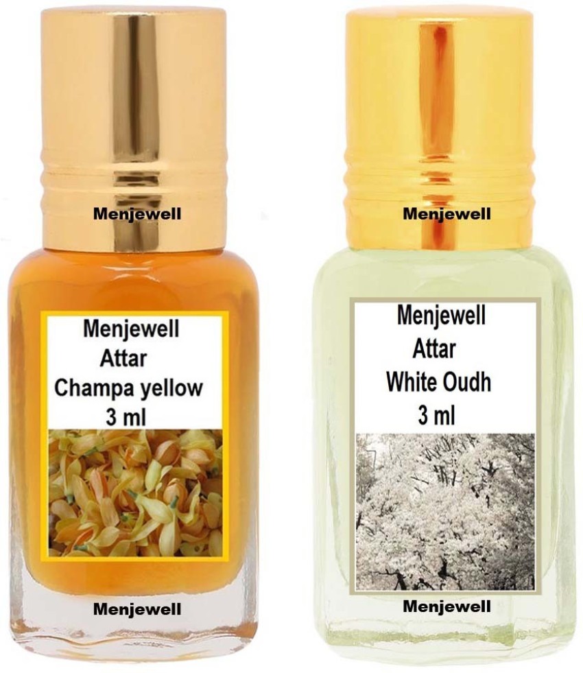 Menjewell Pack of 2PC Attar White Outh 3ml Yellow Champa 3ml