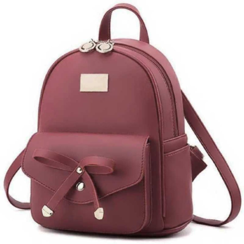 HZB PU Leather Backpack School Bag Student Backpack Women Travel bag 10 L Backpack Maroon 10 L Backpack MAROON Price in India Flipkart