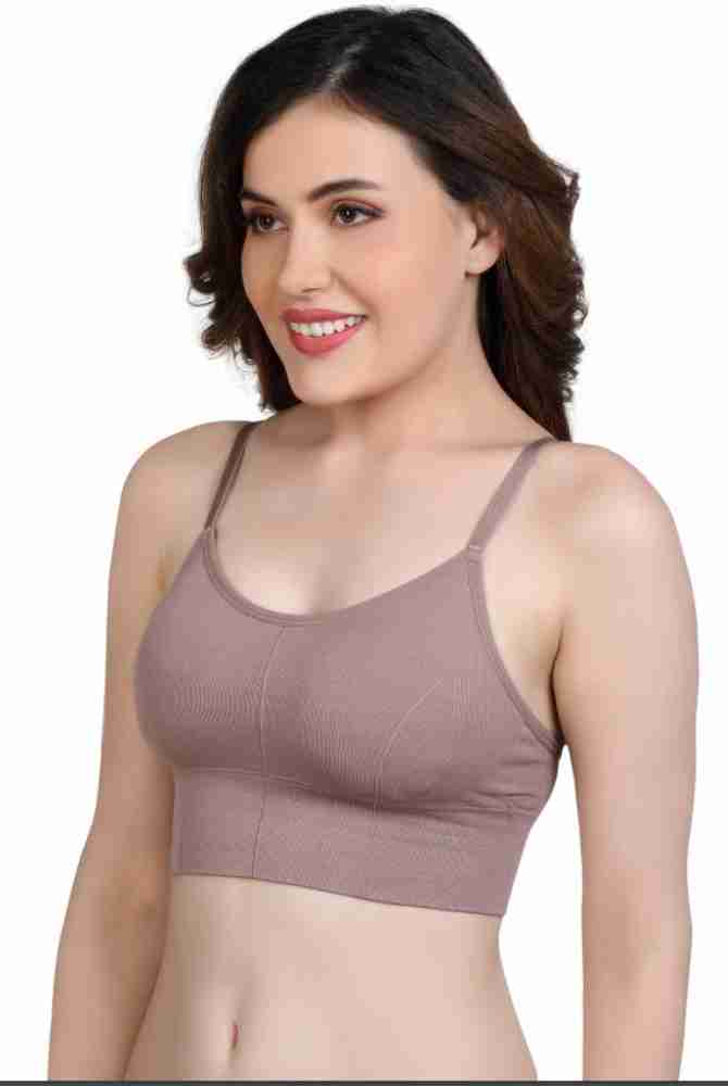 Buy KARMUN Beige and Black Lace Net Non Padded T-Shirt Bra - 32