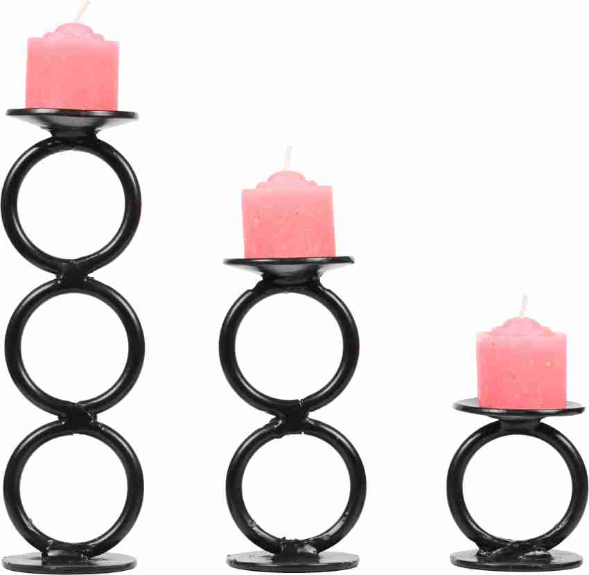 Minimalist Metal Taper Candle Holder Set of 2 Black Online in India