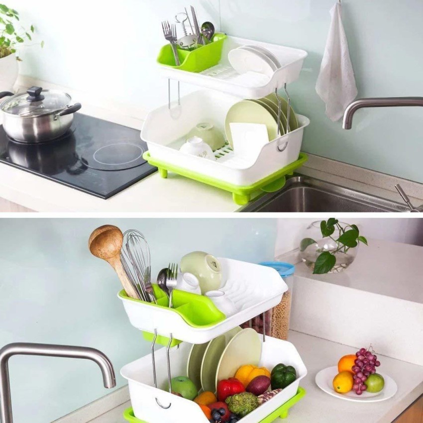 Dish Drainer Drying Organizer for Kitchen Double Layer Multi Purpose Sink  Rack