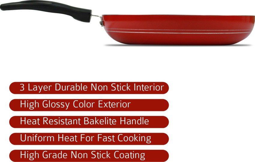 Aluminium Black Mini Nonstick Induction Base Fry Pan 12cm Red