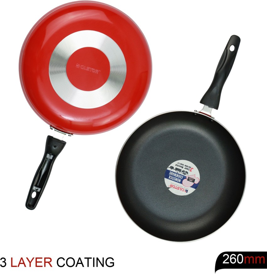 Aluminium Black Mini Nonstick Induction Base Fry Pan 12cm Red