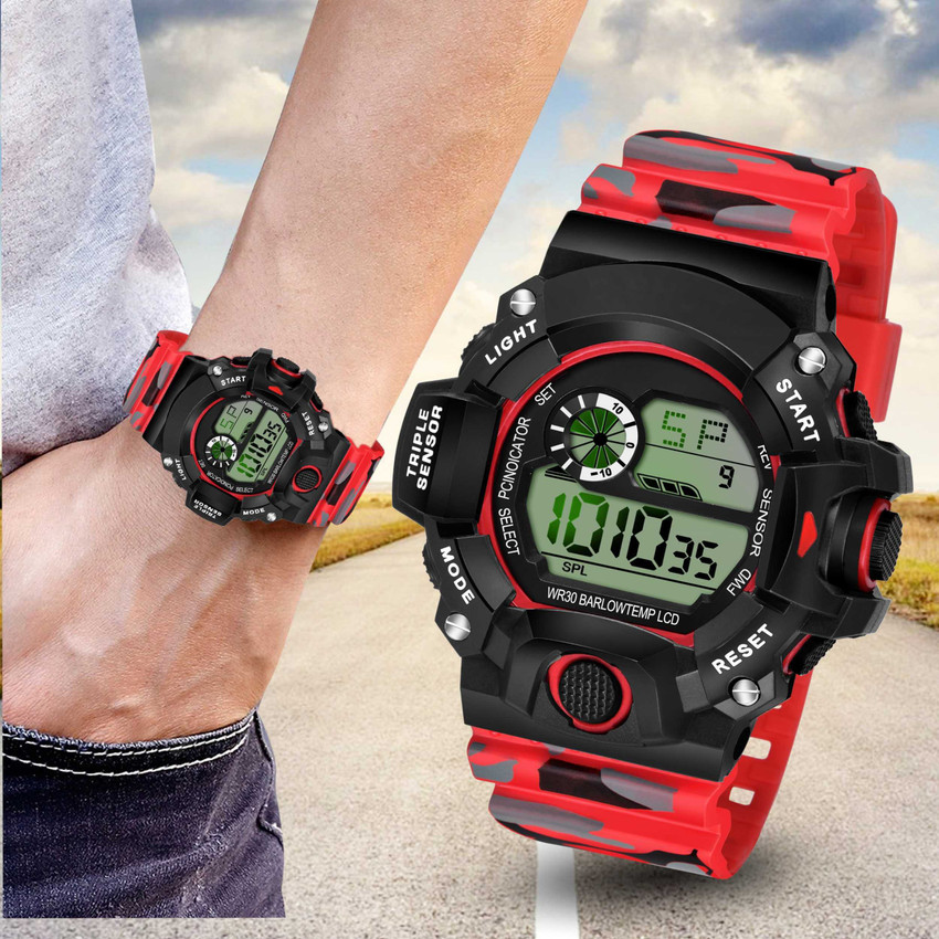 Red deals digital watch