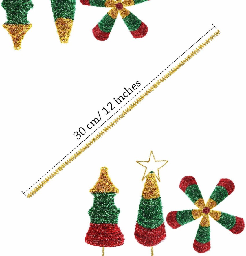 100 X Mixed Tinsel Metallic Jumbo Craft Pipe Cleaners Chenille Stems 30cm X  6mm 