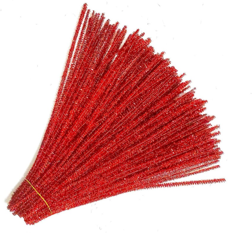 PRANSUNITA Sparkle Pipe Cleaners 25 Pcs, Chenille Stems for DIY Crafts  Decorations Creative School Projects (6 mm x 12 Inch), Color - Red -  Sparkle Pipe Cleaners 25 Pcs, Chenille Stems for