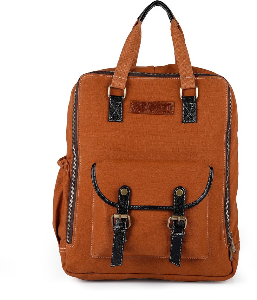 Earthy Fab Laptop Bag, Canvas Leather Material, Vintage Look. 16 Inch  Laptop Backpack. 30 L Laptop Backpack Cinnamon - Price in India