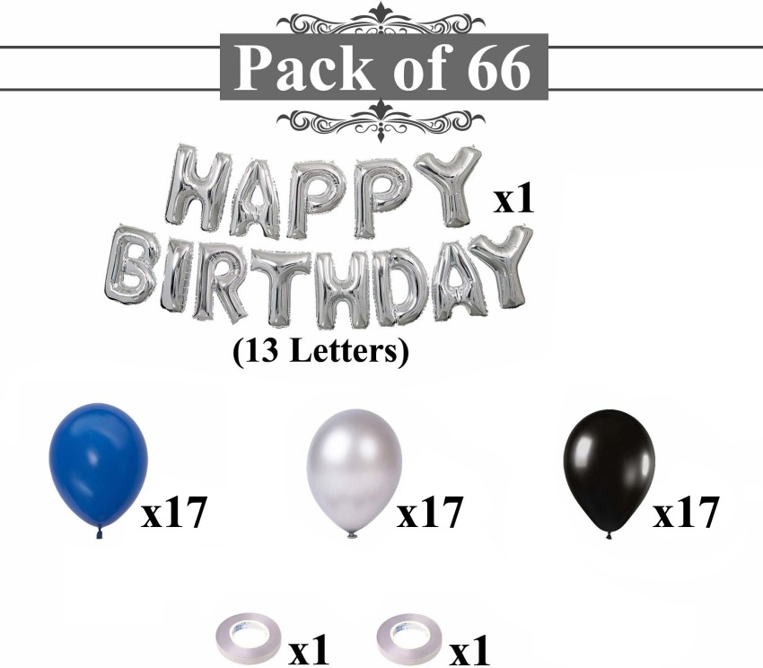 33pcs-16 Inch Silver Happy Birthday Letter Foil Balloons & Black, Silver,  White Latex Balloons Set, Happy Birthday Aluminum Foil Balloons Party  Decoration