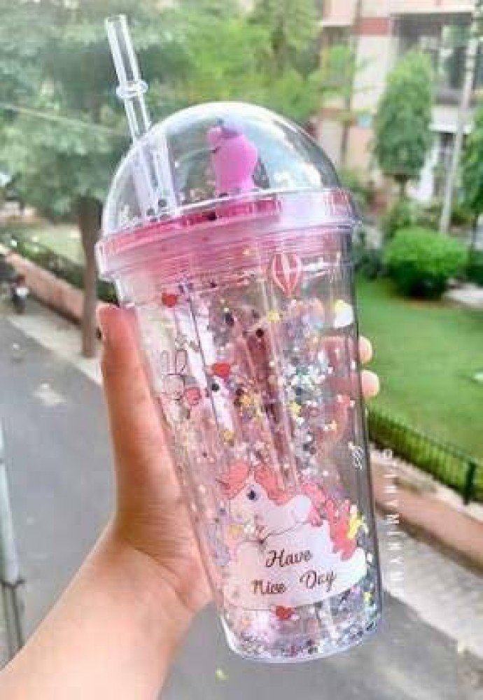 Unicorn Water Bottle Straw Type With Lid 350ml Drinking Bottle