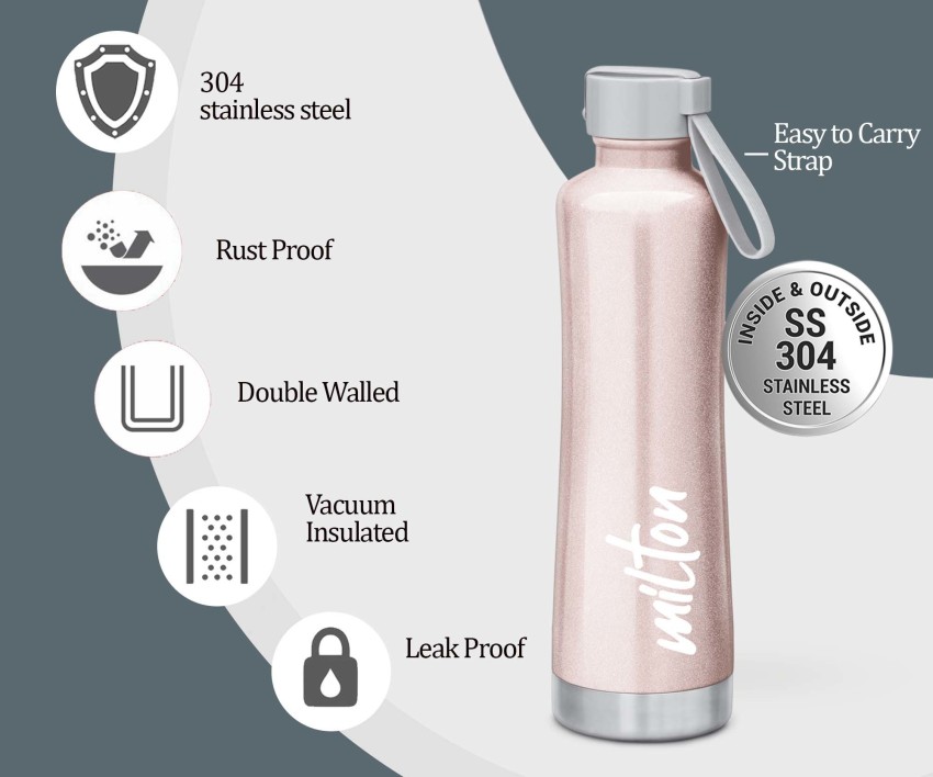 Milton Aura Thermosteel Bottle 24 Hours Hot and Cold Easy to Carry Silver