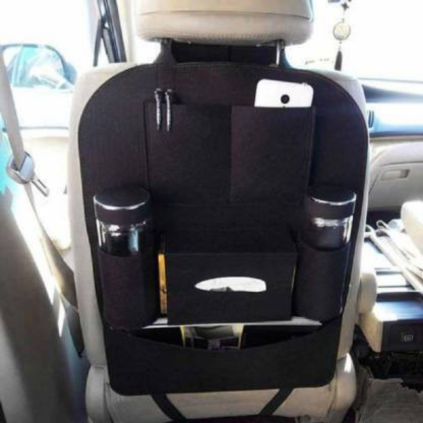 S.K.Y|Car Auto Seat Back Multi Pocket Storage Bag Organizer with Car Meal  Tray (Tan)