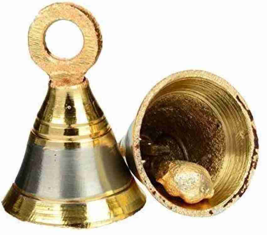 SKSM METALS DECORATIVE GOLD BRASS POOJA ROOM BELLS WITH J HOOK'S