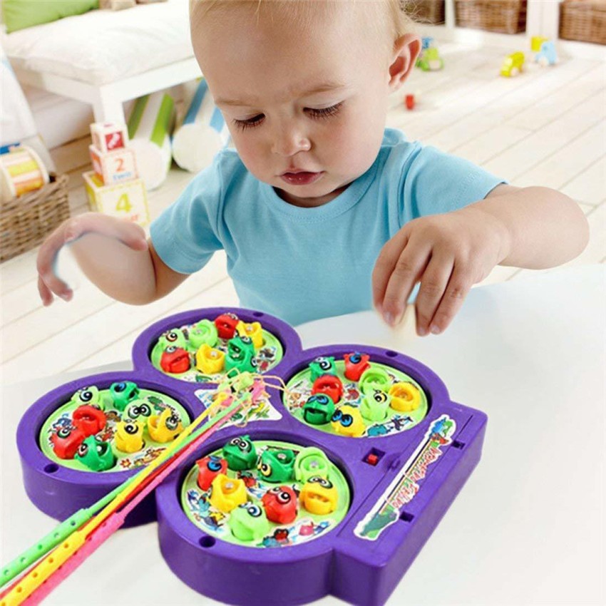SHOPEE Fish Catching Game with 32 Pieces Fishes and 4 Fishing Rod Fishing  Game for Kids, Musical Rotating Fishing Game Toy Party & Fun Games Board  Game - Fish Catching Game with