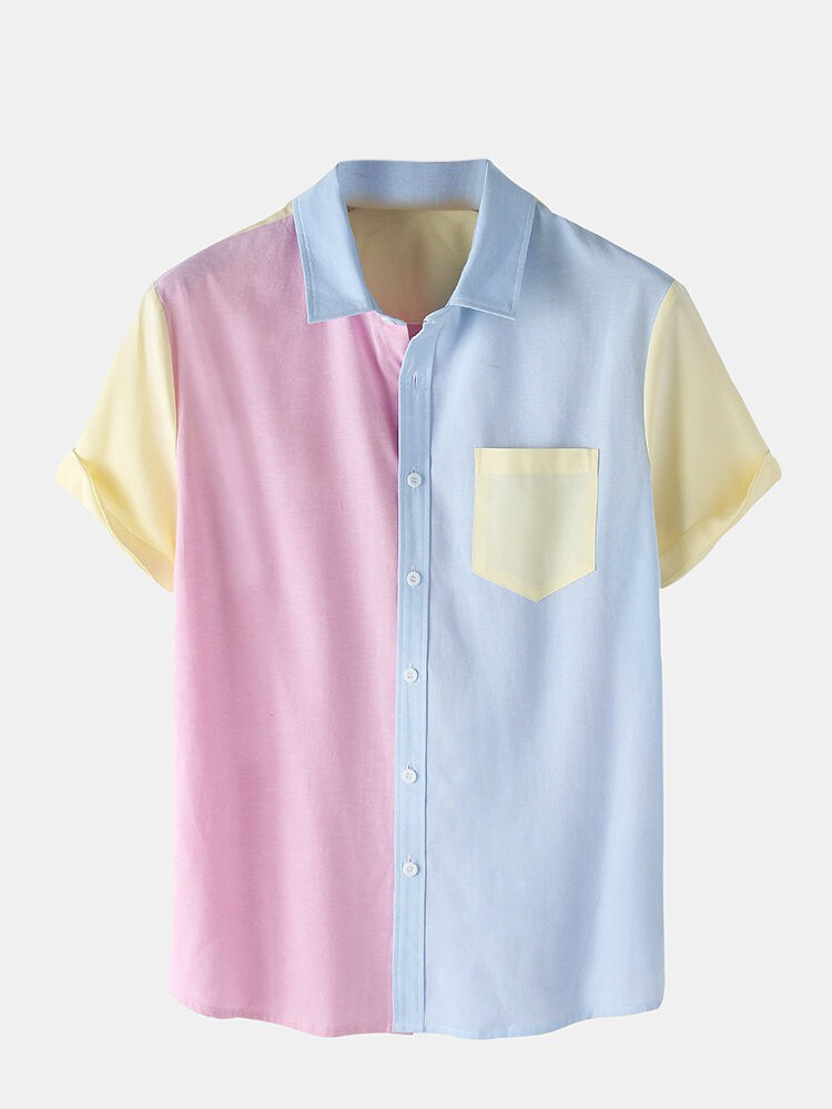 pastel color block shirt