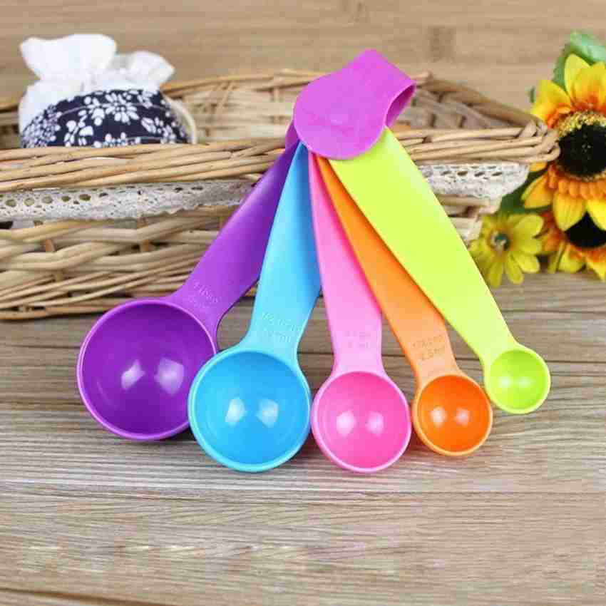 Colorful 5pc Plastic Measuring Spoon Set For Baking Kitchen Use, Free  Shipping