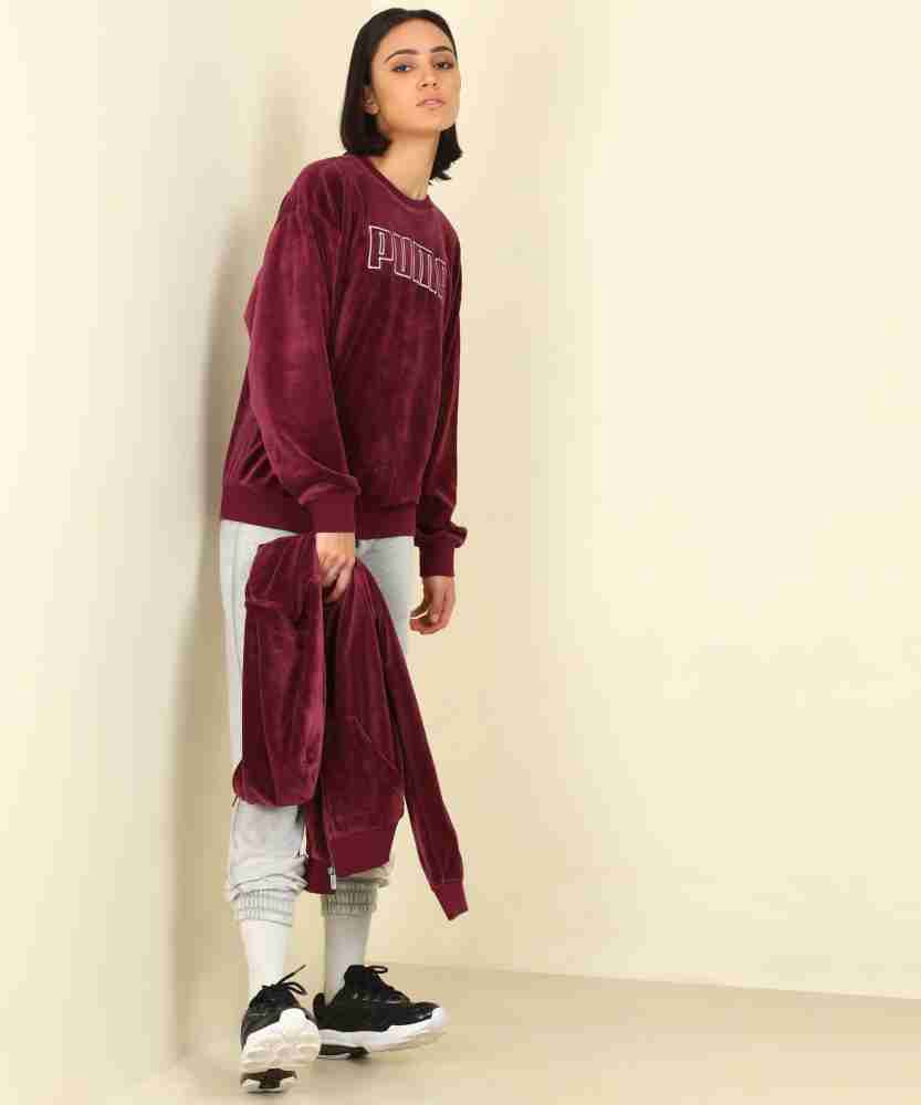 PUMA velour sweatpants in burgundy