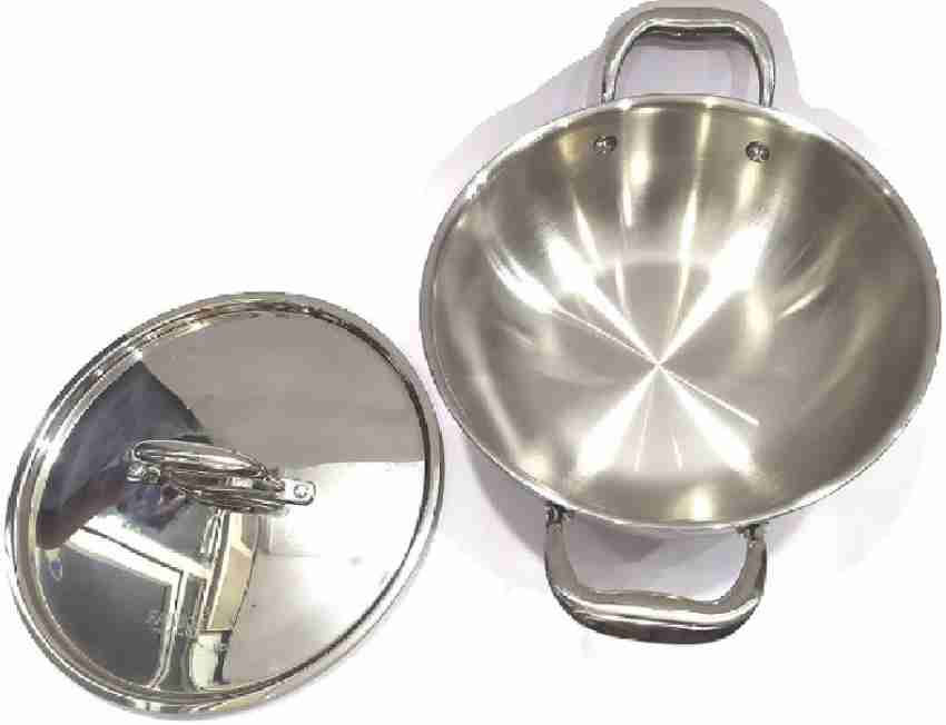 Anantaraa Triply Stainless Steel Kadhai/Kadai with SS Lid and Riveted  Handles - 26 cm, 3.6 LTR (Induction Friendly)