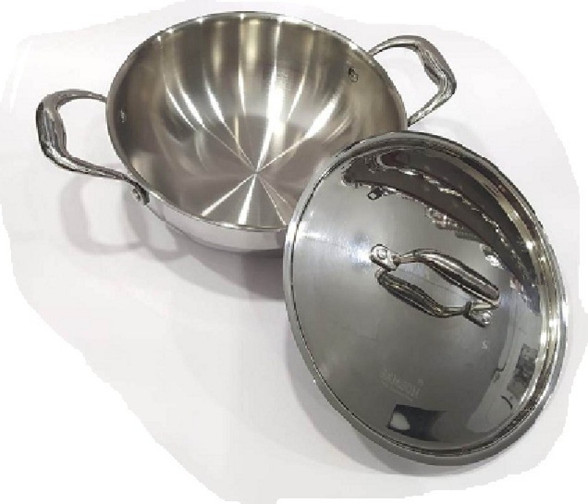 Anantaraa Triply Stainless Steel Kadhai/Kadai with SS Lid and Riveted  Handles - 26 cm, 3.6 LTR (Induction Friendly)