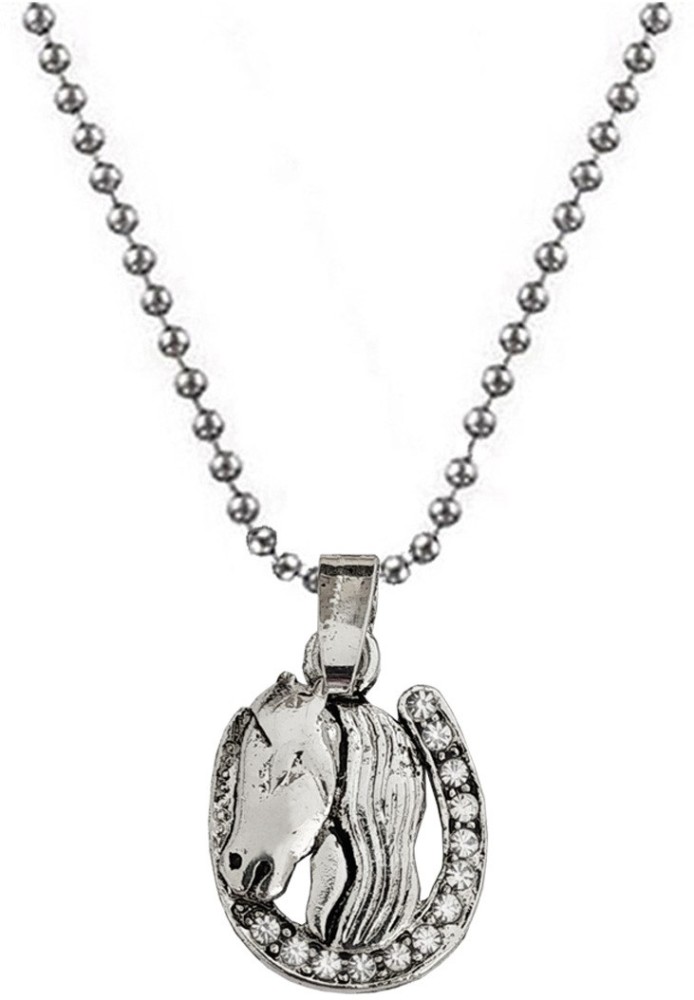 M Men Style Horseshoe Horse Head Charm Necklace Good Luck Italian Horn  Animal Locket With Ball Chain Sterling Silver Metal, Crystal Pendant Set  Price in India - Buy M Men Style Horseshoe