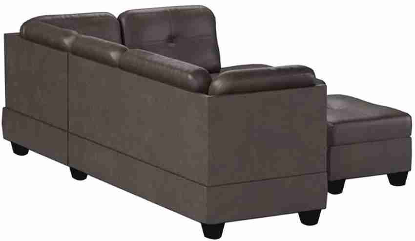FURNY Brekosta RHS L Shape Leatherette 5 Seater Sofa Price in