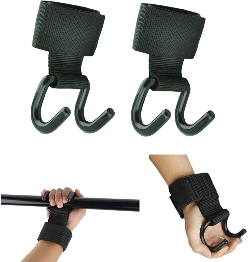 Heavy Duty Weight Lifting Hooks with Wrist Support Strap Power