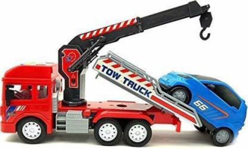 Kids Truck Toy with Hook and Car Transport Truck Crane Toy with Light&Sound  for Boys and Girls