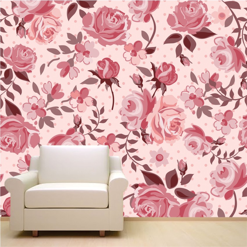 Watercolor Red and Pink Floral Peel and Stick Wallpaper For Walls