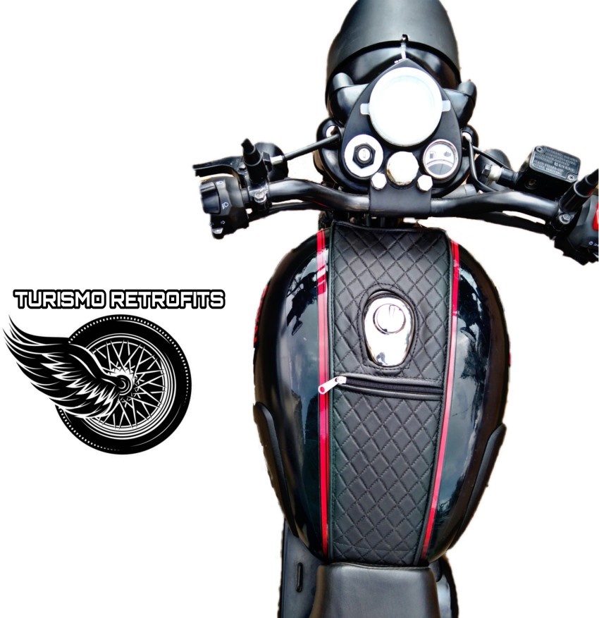 TURISMO PREMIUM LEATHER FINISH TANK COVER Strap Royal Enfield Classic 350 Electra EFI39 Electra Electra Twin Spark Classic Electra Delux Classic Chrome Twin spark 500 B5 EFI Bike Tank Cover Price in