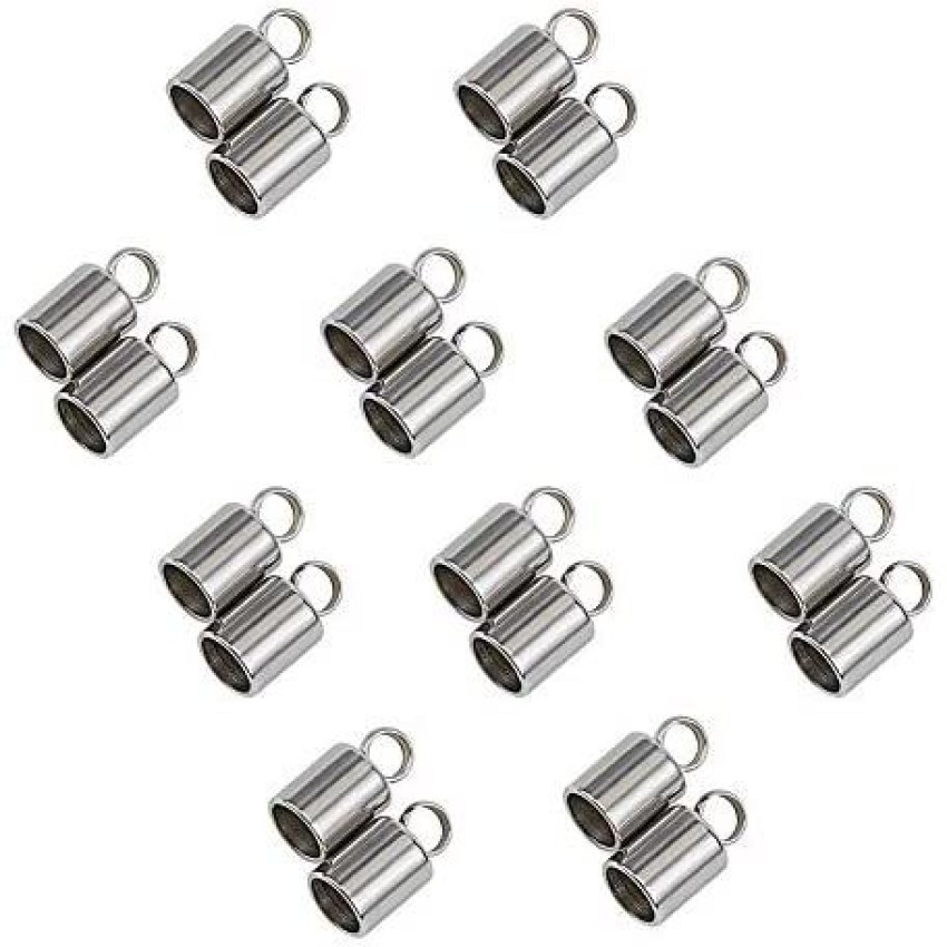 UNICRAFTALE 20 PCS Stainless Steel Column End Caps Leather Cord Ends  Leather Cord Terminators for Jewelry Making 7x3mm Inner Diameter 2mm,  Silver 