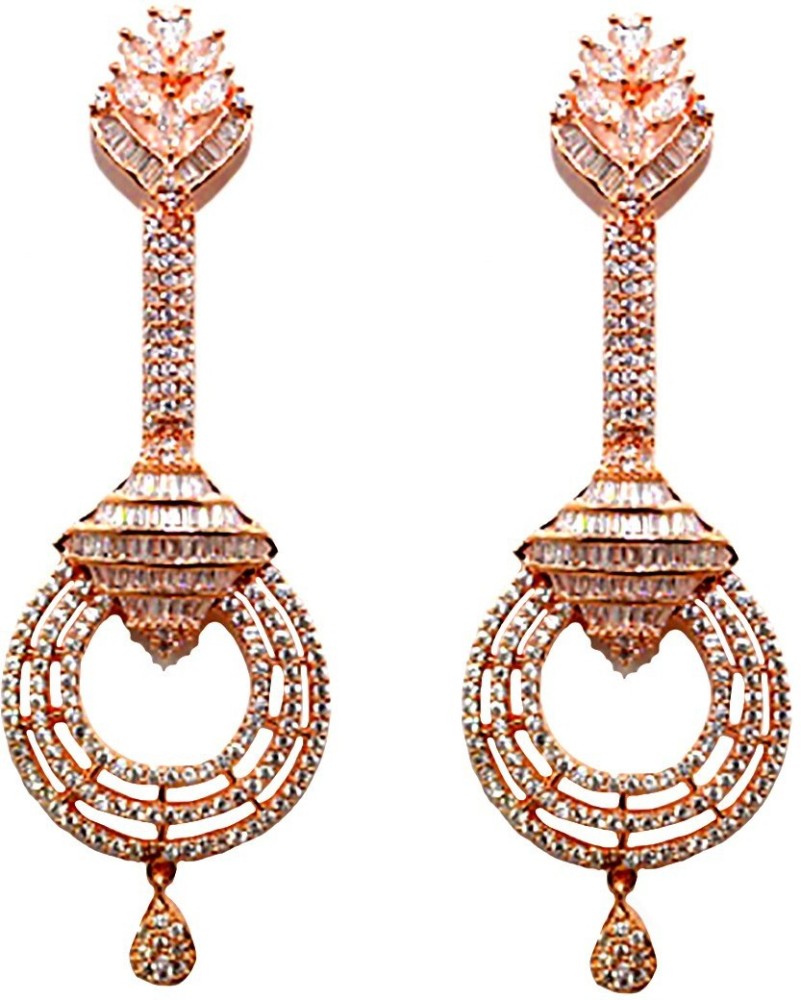 Flipkartcom  Buy SARAF RS JEWELLERY Royal Bellshaped Jhumka Earrings  Rose Gold Plated American Diamond Studded Handcrafted for Women  Girls  Cubic Zirconia Brass Earring Set Online at Best Prices in India