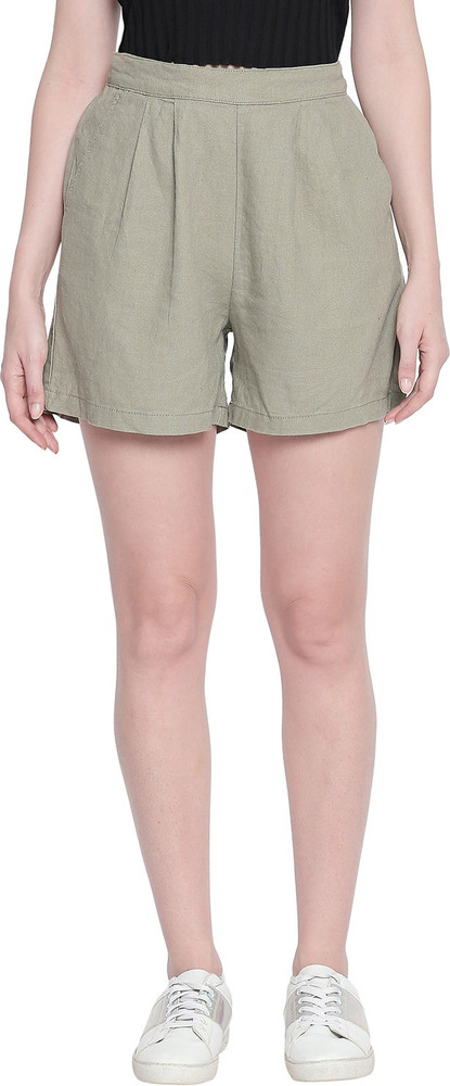 Honey By Pantaloons Solid Women Green Regular Shorts Buy Honey