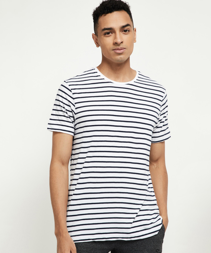 mens black white striped t shirt