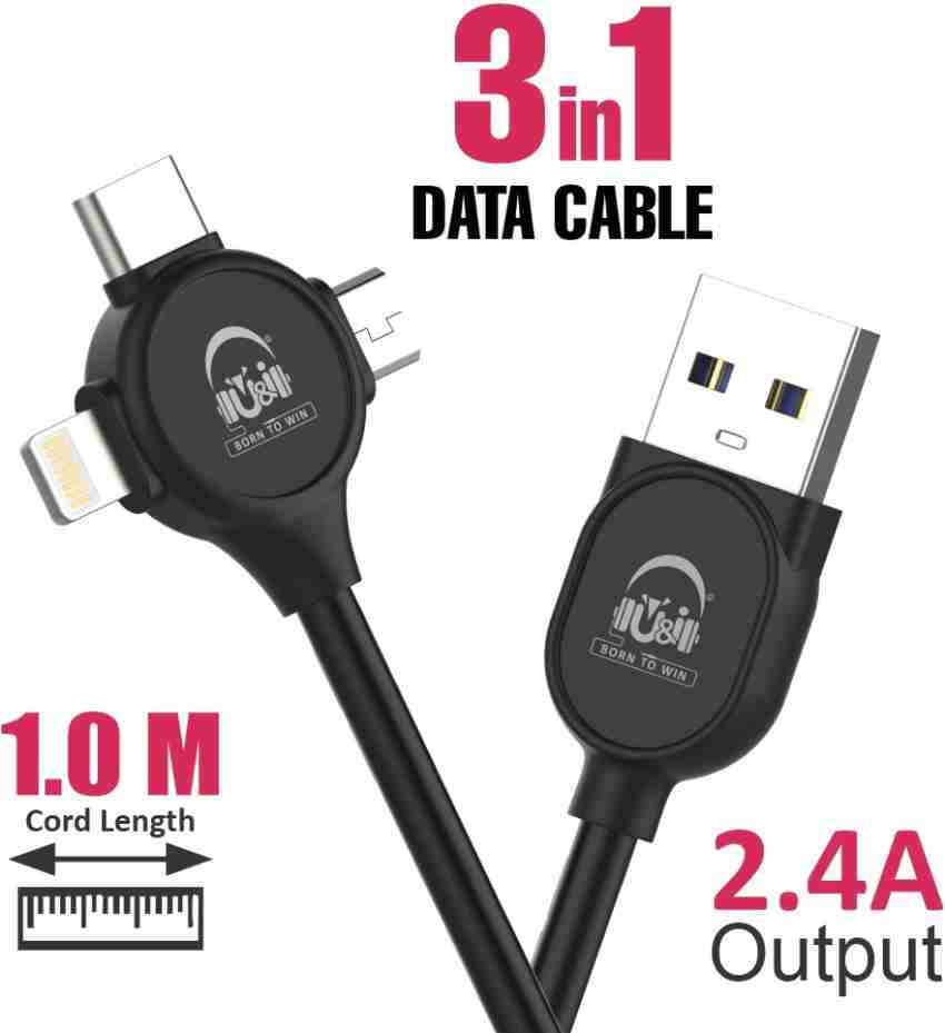 U&i Micro USB Cable 2 A 1 m Eye Series 3 in 1 High Quality 1M 2.4A Data  Cable UiDC-1521 - U&i 