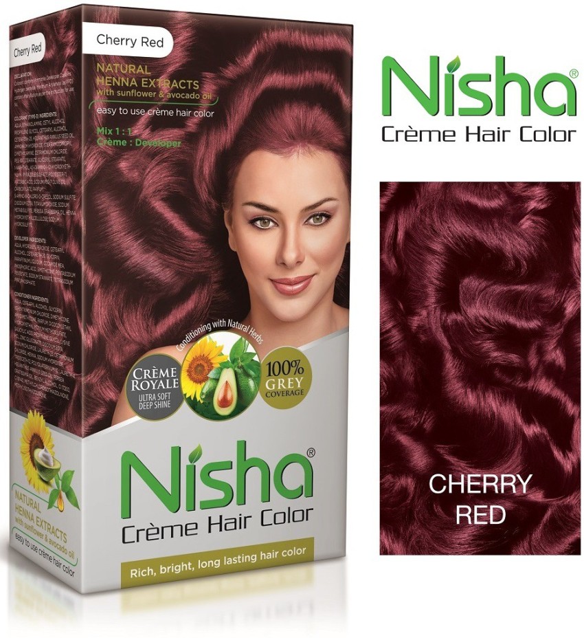 Nisha Cream Hair Color Rich Bright Long Lasting Hair Colouring 50gm Each  Pouch Flame RedPack of 6 Pouch
