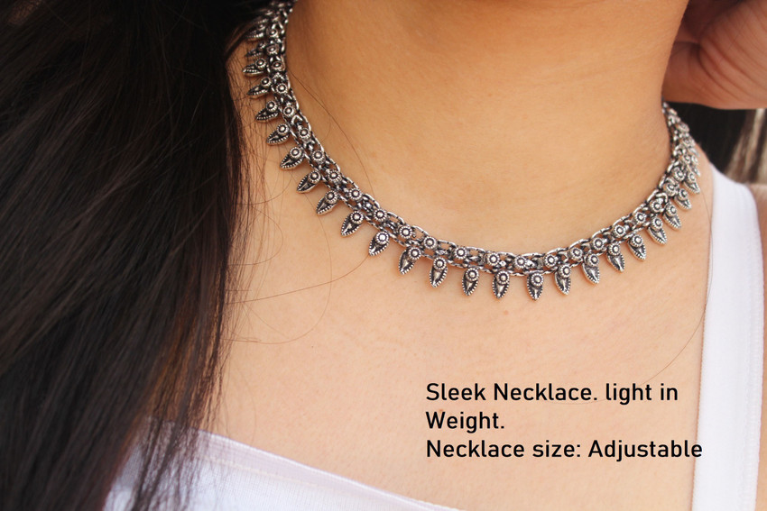 karatique Oxidised metallic silver boho choker necklace Metal Necklace Brass Necklace Price in India Buy karatique Oxidised metallic silver boho choker necklace Metal Necklace Brass Necklace Online at...