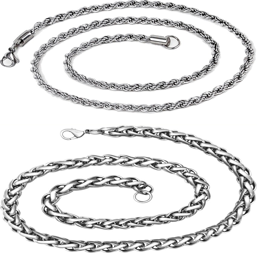 Thrillz Exclusive Black Silver Chain For Men Boys Rope Chain Neck Chain  Necklace 22 Inch Silver Plated Brass Chain Price in India - Buy Thrillz  Exclusive Black Silver Chain For Men Boys