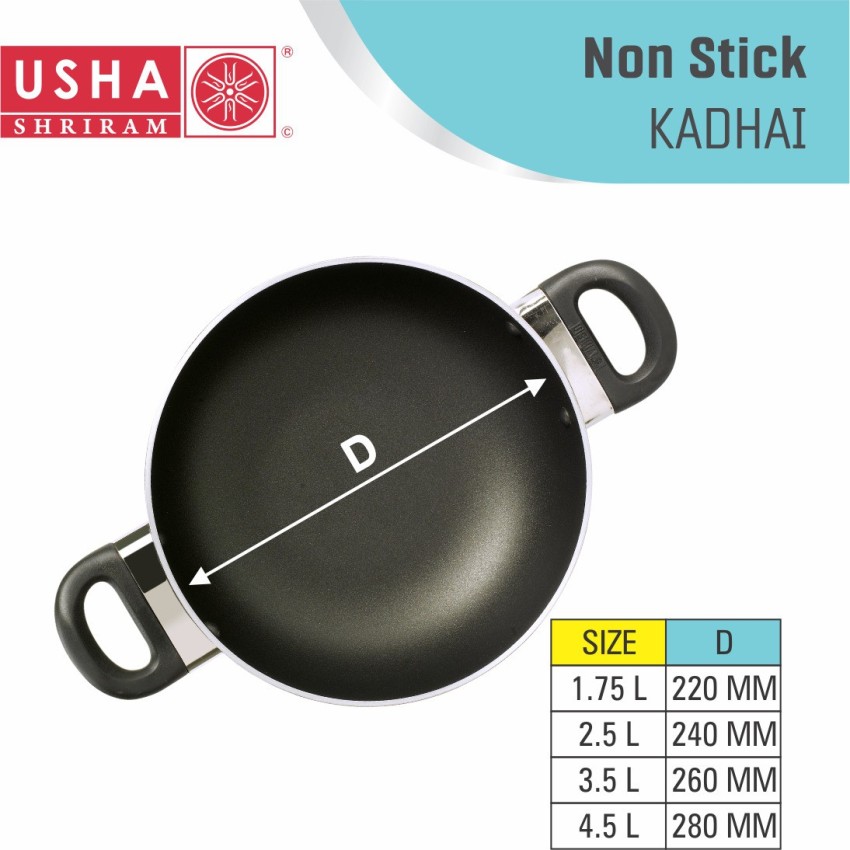 Usha Shriram 3 Piece Set, Non Stick Tawa, Non Stick Kadai