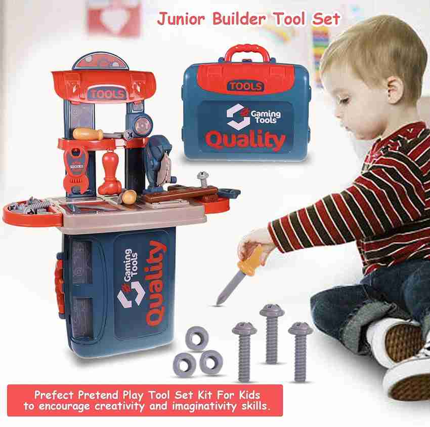 KGINT 3 in 1 Pretend Play Junior Builder Tools Suitcase Set Toy