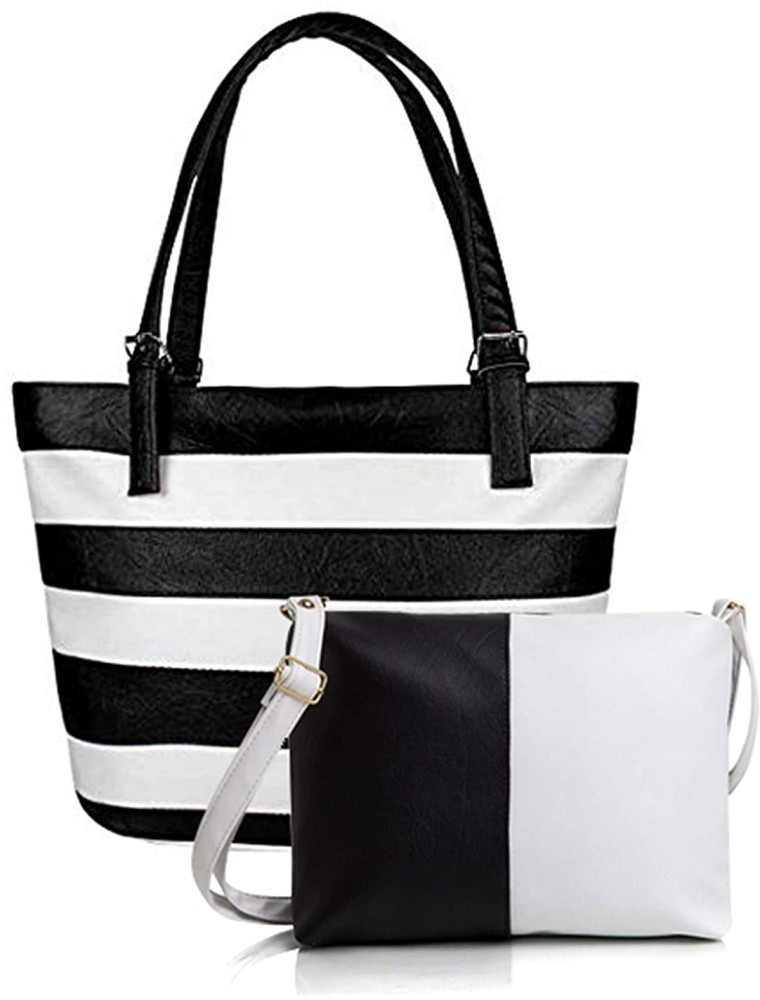 Buy Shoulder Bags for Women Black and White Striped Online In