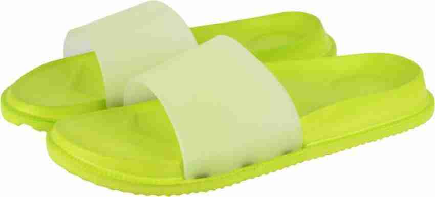 Neon green online slippers