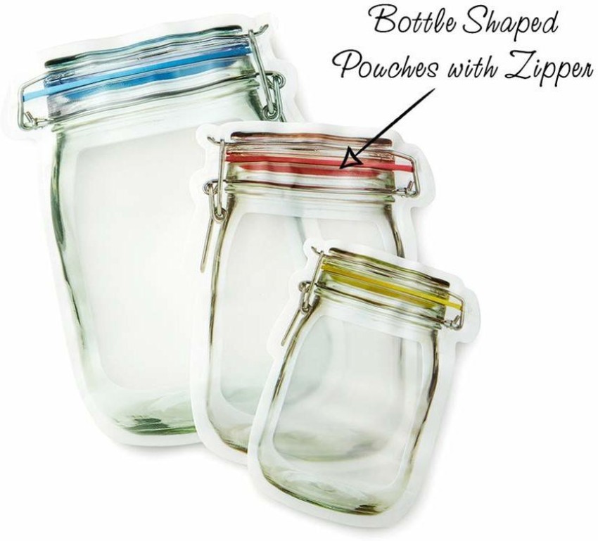 21pcs Mason Jar Zipper Bags,Food Storage Snack Sandwich Ziplock Bags,Reusable  Airtight Seal Food Storage