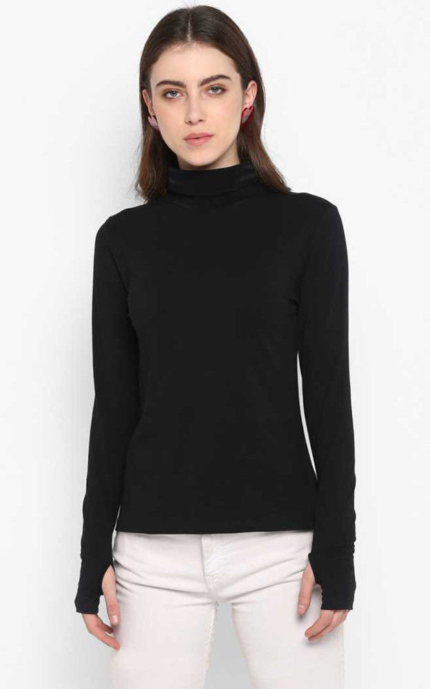 Plain black high neck hotsell top