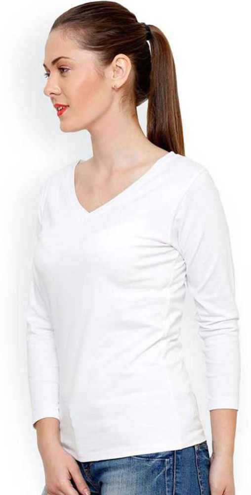 Solid color women's best sale v neck t shirts