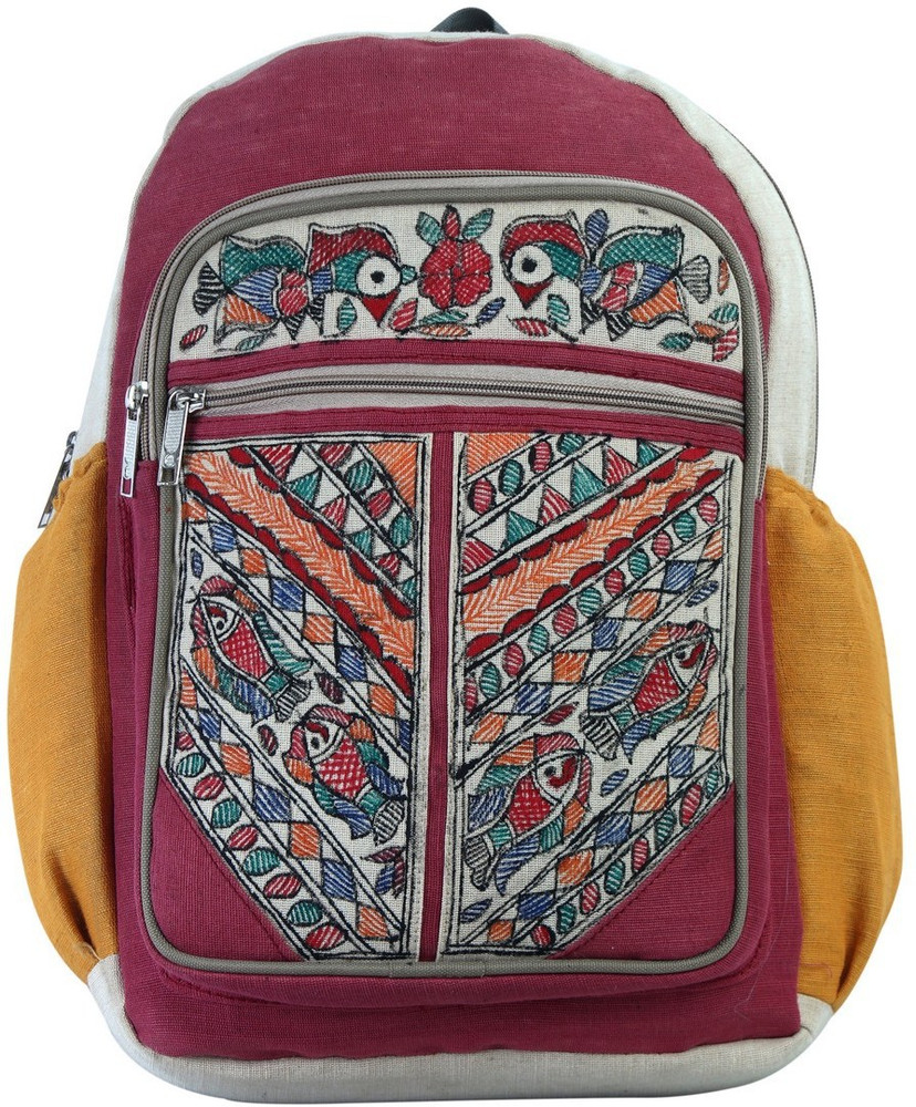 iMithila Madhubani Folk Art Organic Jute Cotton 31 litres Backpack