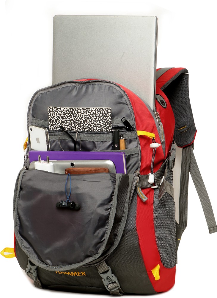 LOUIS CARON Hammer Hi storage travel 40L 40 L Laptop Backpack Grey Red -  Price in India