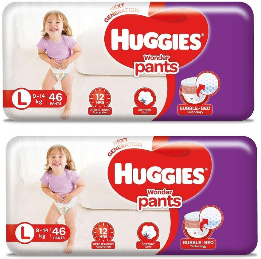 Pant Diapers Huggies Wonder Pants with Bubble Bed Technology  L 32  Pieces Packaging Size Large