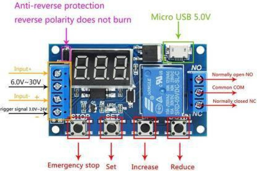 AC 220V Delay Timing Timer Time Counter Switch Delay Turn Off Relay Module  Board